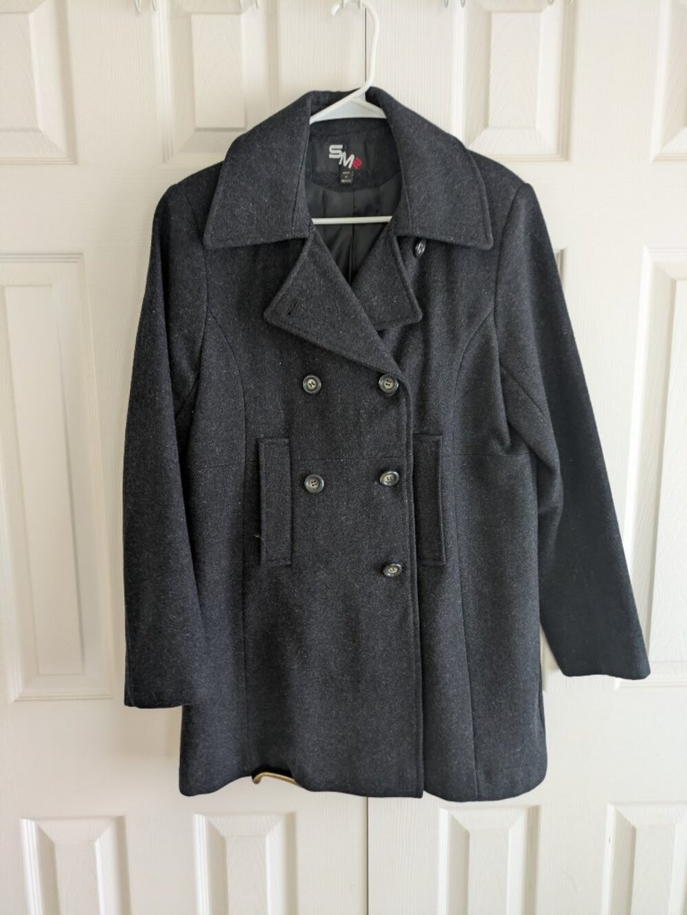 SM2 Wool Blend Coat, Black/Dark Gray size M